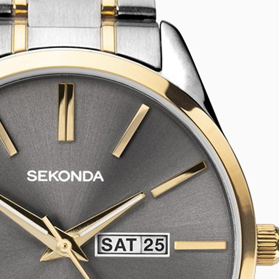 Sekonda Men's Watch | Two Tone Case & Stainless Steel Bracelet with Grey Dial
