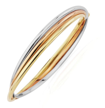9ct white,rose,and yellow gold russian bangle