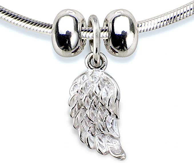 Trink Angel Wing Sterling Silver Charm Stopper Bracelet Feathers