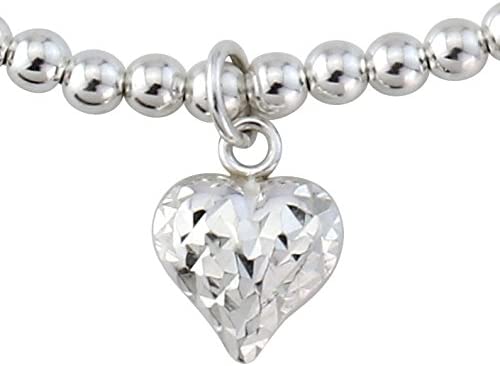Trink Love Heart Sterling Silver Faceted Beaded Bracelet