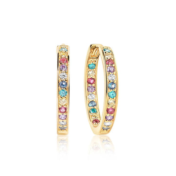 EARRINGS CORTE - 18K GOLD PLATED WITH MULTICOLOURED ZIRCONIA