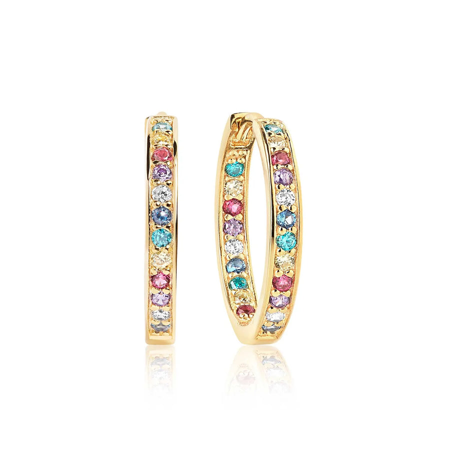 EARRINGS CORTE - 18K GOLD PLATED WITH MULTICOLOURED ZIRCONIA