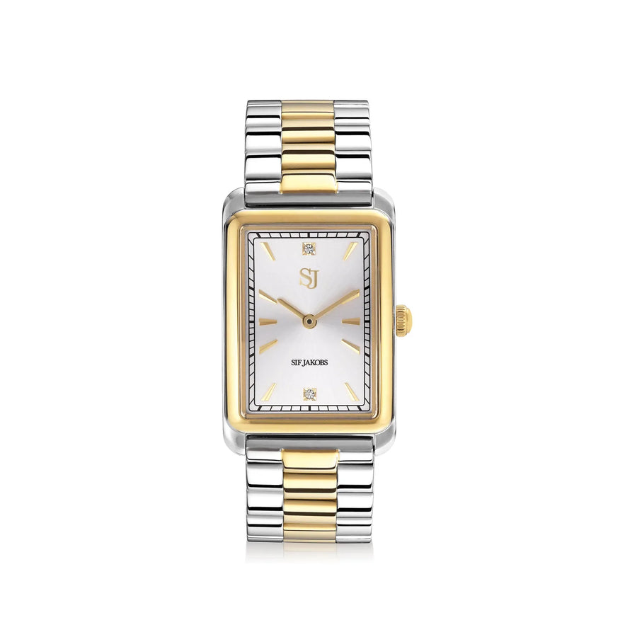 sif jakobs WATCH SANTINA - GOLD PLATED STAINLESS STEEL WITH SILVER SUNRAY DIAL AND WHITE ZIRCONIA