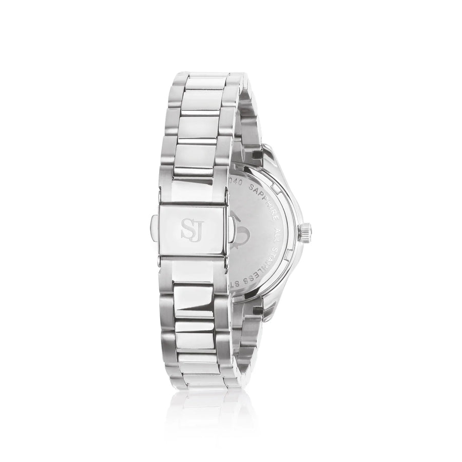 sif jakobs WATCH JOELLE - STAINLESS STEEL WITH SILVER SUNRAY DIAL AND WHITE ZIRCONIA