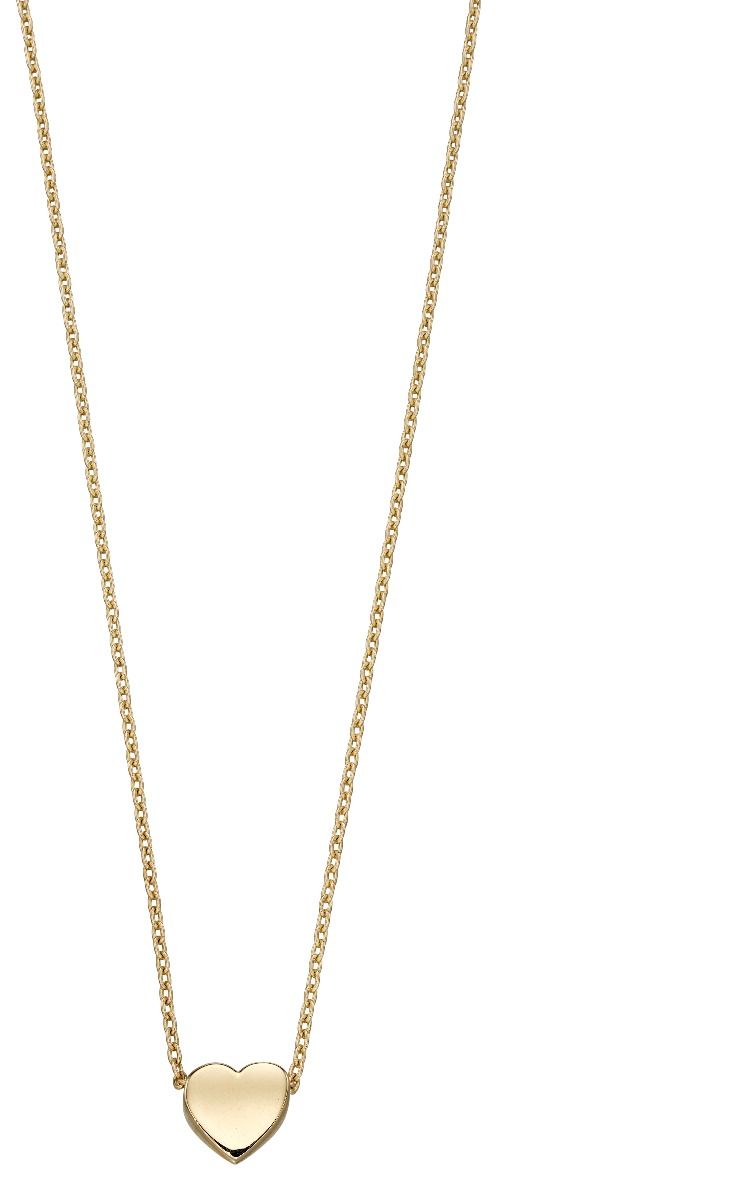 9ct Yellow Gold plain heart necklace