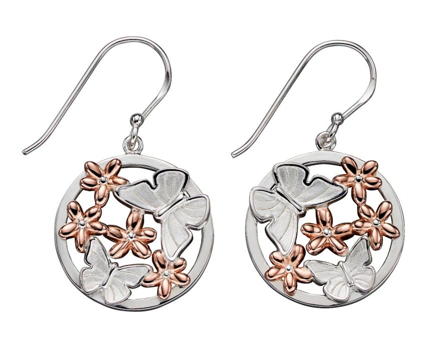 Gecko Butterfly And Rose Gold Flower Earrings