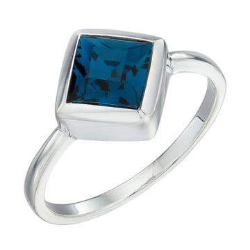 Gecko Square Kite Ring With Montana Blue Crystal