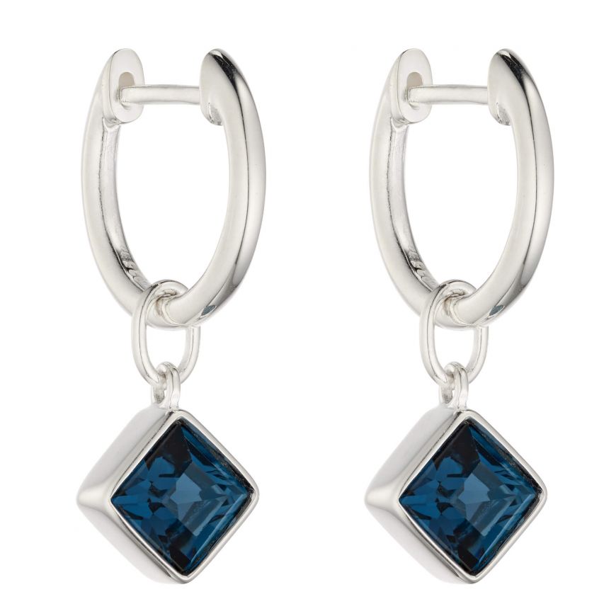 gecko Square Kite Assembled Hoop Earrings With Montana Blue Crystal