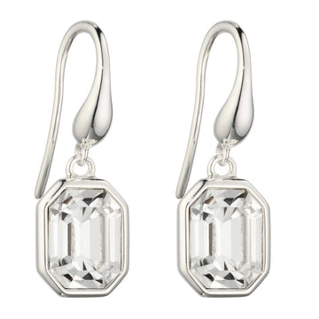 gecko Elongated Octagon Drop Earrings With Clear Crystal