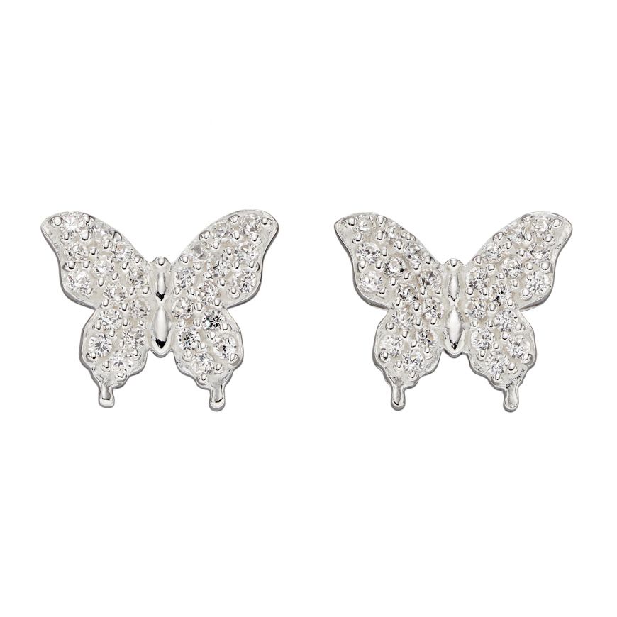 Butterfly CZ silver Stud Earrings