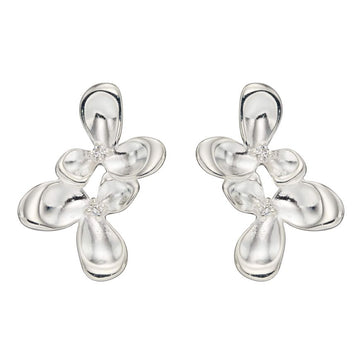 silver Orchid Cluster Earring