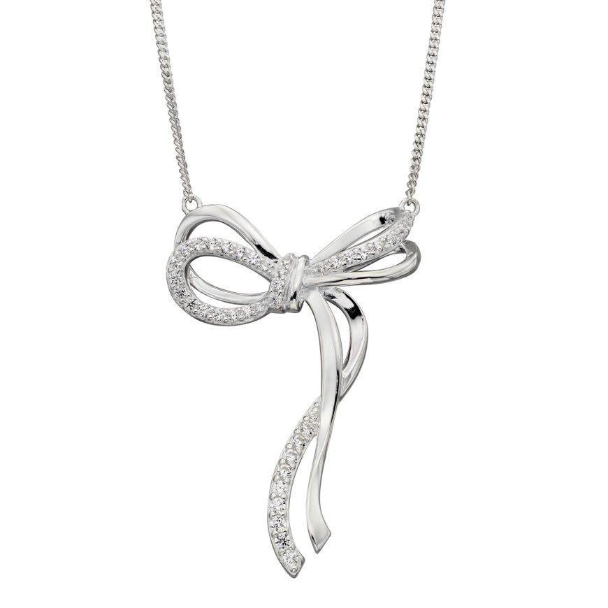 Gecko pave bow necklace