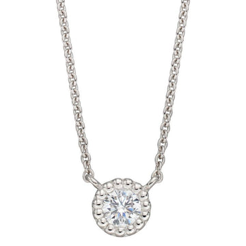 silver Millegrain Edge Necklace With CZ