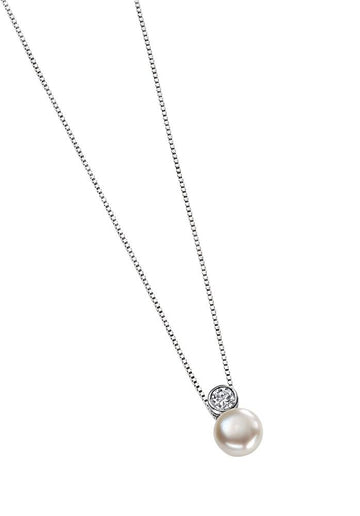 Fresh Water Pearl And Cubic Zirconia Pendant