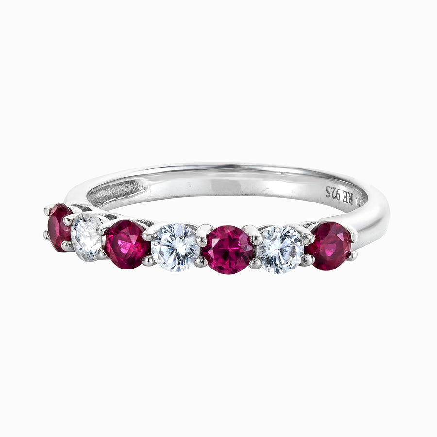 real effects silver c/z ruby ring