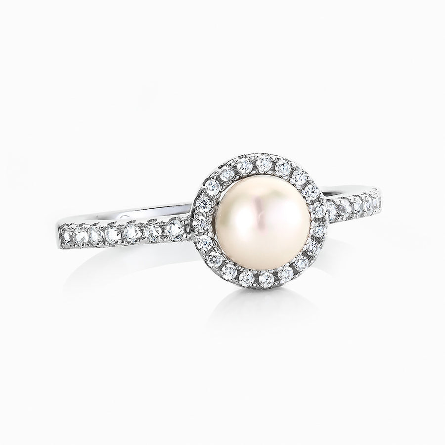 real effect silver f/w pearl & c/z Ring
