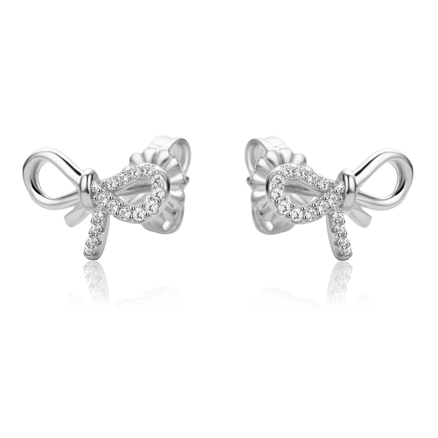 real effects sterling silver bow earrings