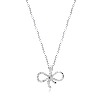 real effects silver c/z bow pendant & chain
