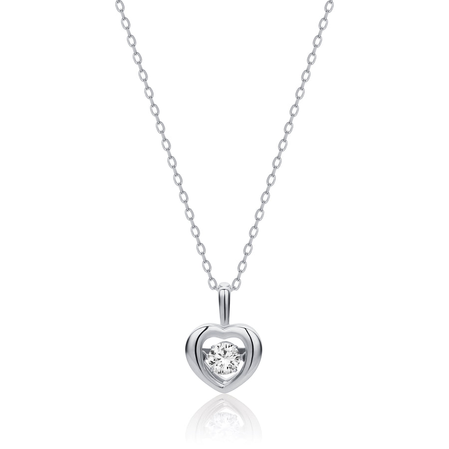 real effects silver c/z heart pendant & chain