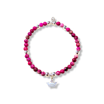 dollie Pink Jasper Crown Bracelet