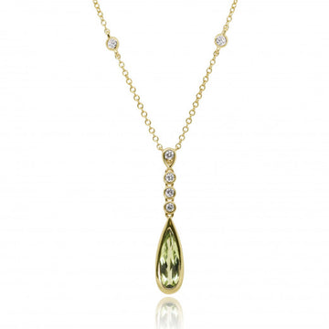 9ct Yellow Gold Diamond & Peridot Necklace