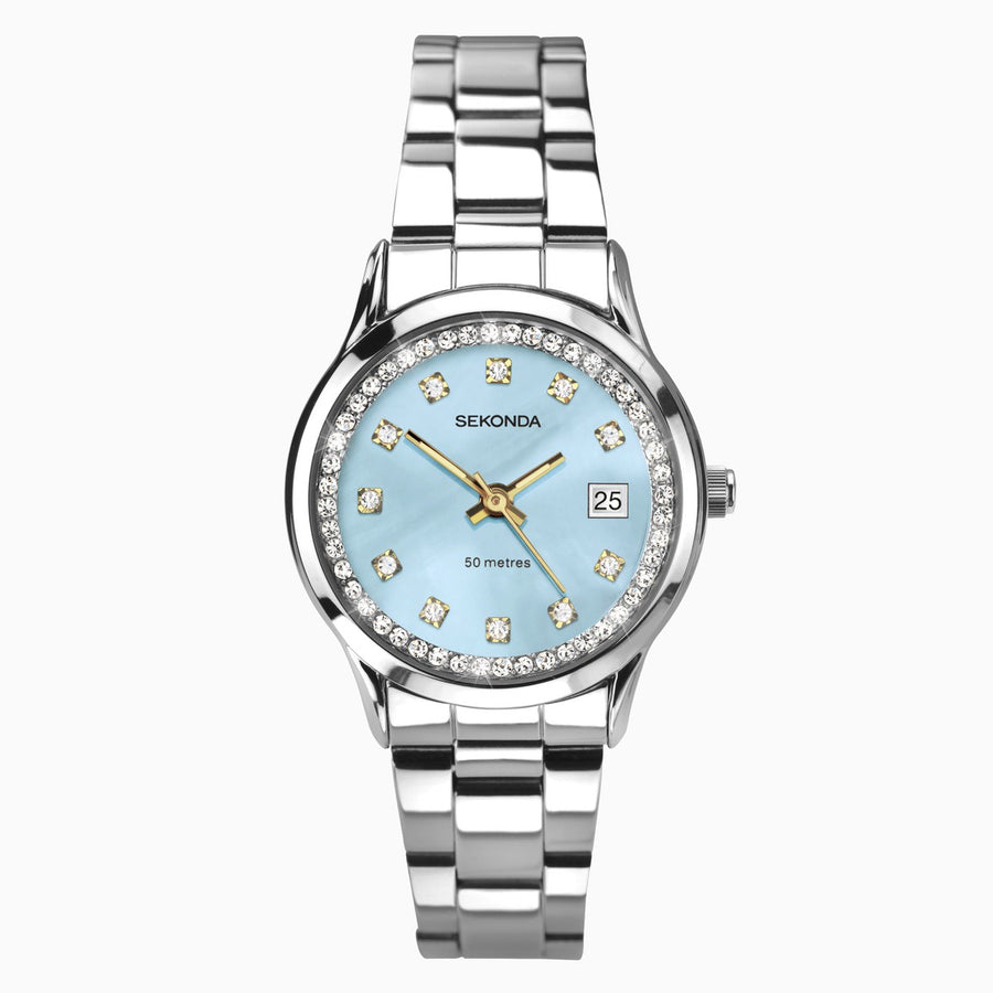 Sekonda Catherine Ladies Watch | Silver Case & Stainless Steel Bracelet with Blue Dial