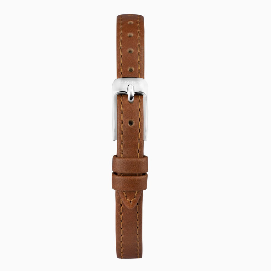 Sekonda Ladies Watch | Silver Case & Brown Leather Strap with White Dial