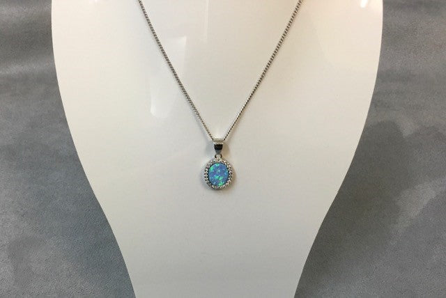 silver opal pendant & chain