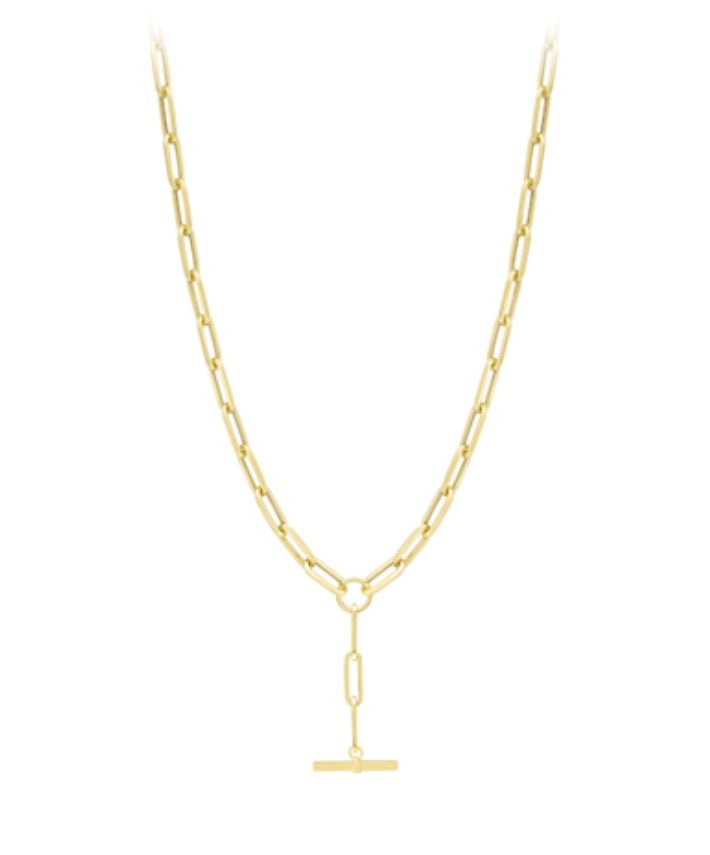 9ct. Yellow Gold T- Bar Necklace
