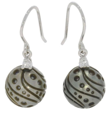 tahitian pearl & diamond earrings