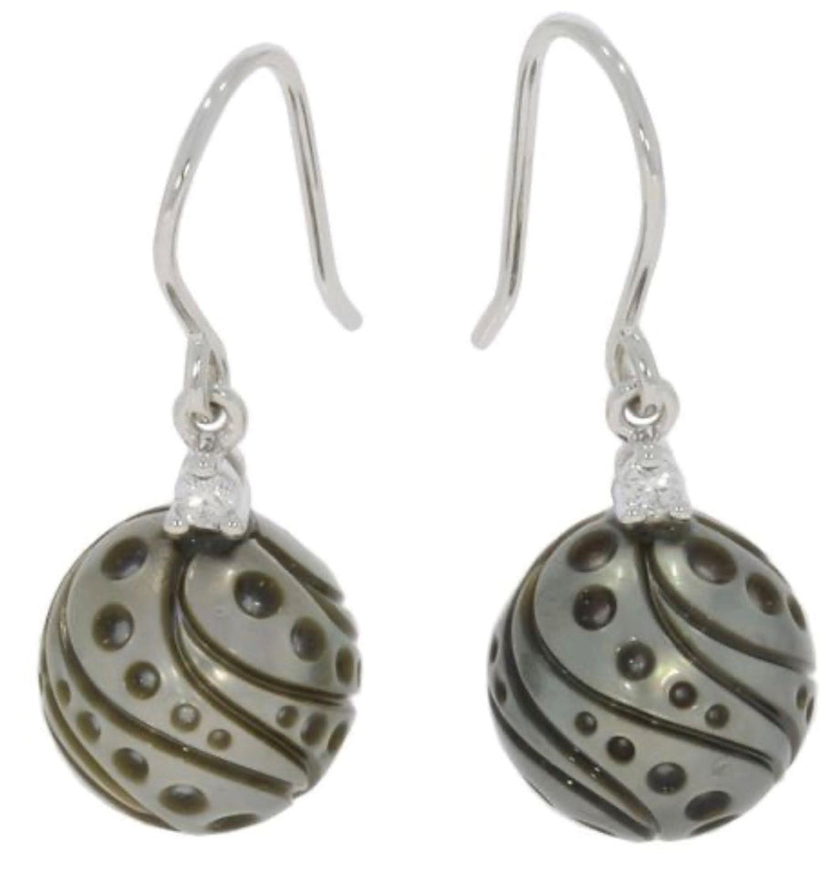 tahitian pearl & diamond earrings
