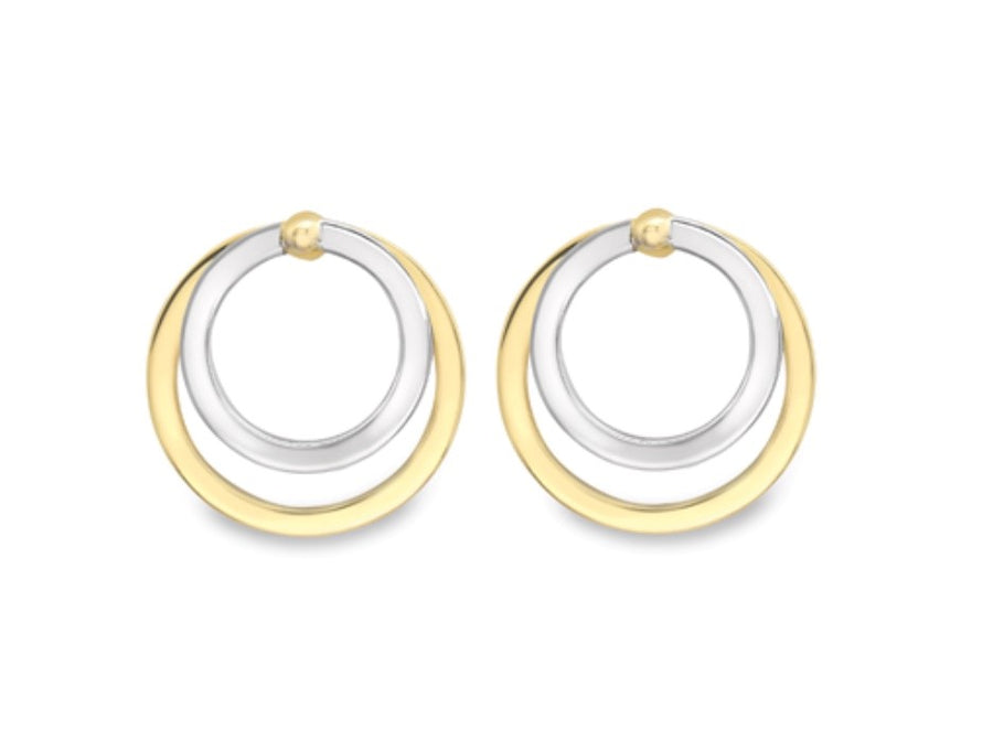 9ct Yellow and White Gold Stud Earrings