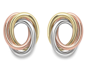 9ct Three colour gold stud earrings