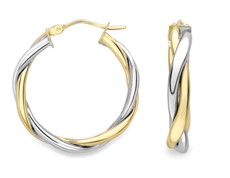 9ct White and Yellow Gold Hoop Earrings