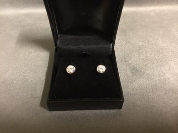 silver C/Z stud earrings
