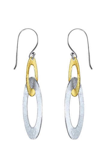 Silver & Gold plated linked loop drop earrings