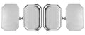 Lined Edge Rectangle Cut Corner Sterling Silver Cufflinks
