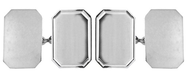 Lined Edge Rectangle Cut Corner Sterling Silver Cufflinks