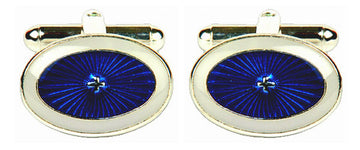 Blue & White Starburst oval cufflinks
