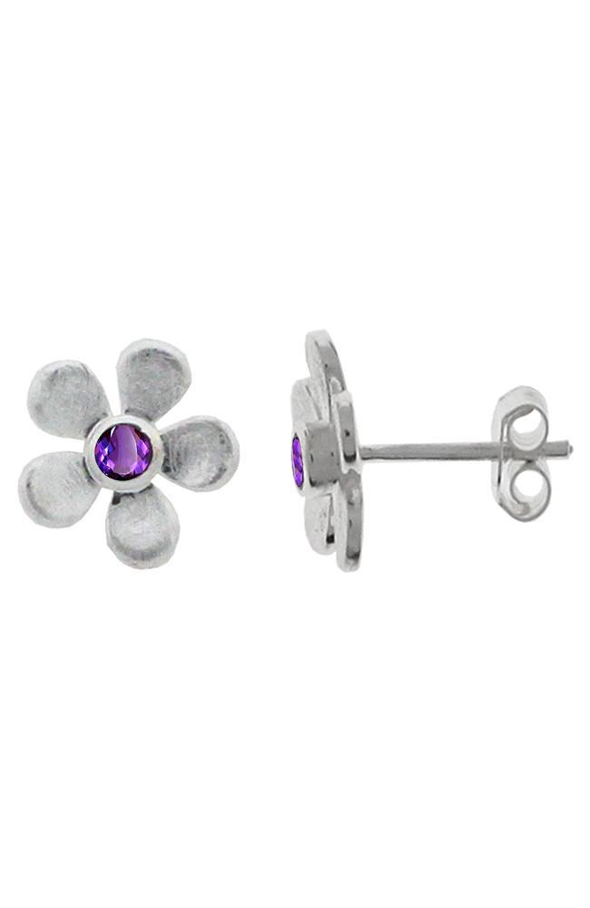 nina b Polished Silver Flower stud earrings