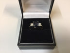 18ct yellow gold sapphire & diamond 3 stone ring