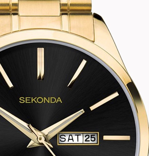 Sekonda Men's Watch Gold Case & Stainless Steel Bracelet with Black Dial