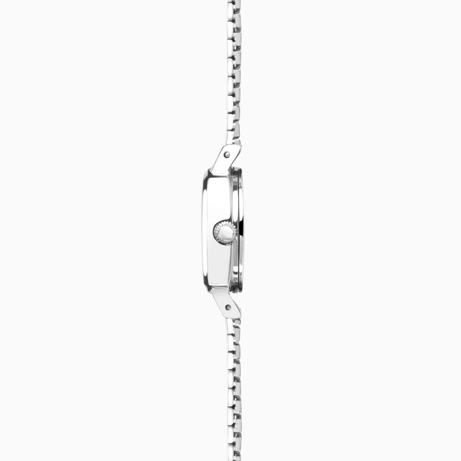 Sekonda 1970s Ladies Watch | Silver Case & Bracelet with Black Dial