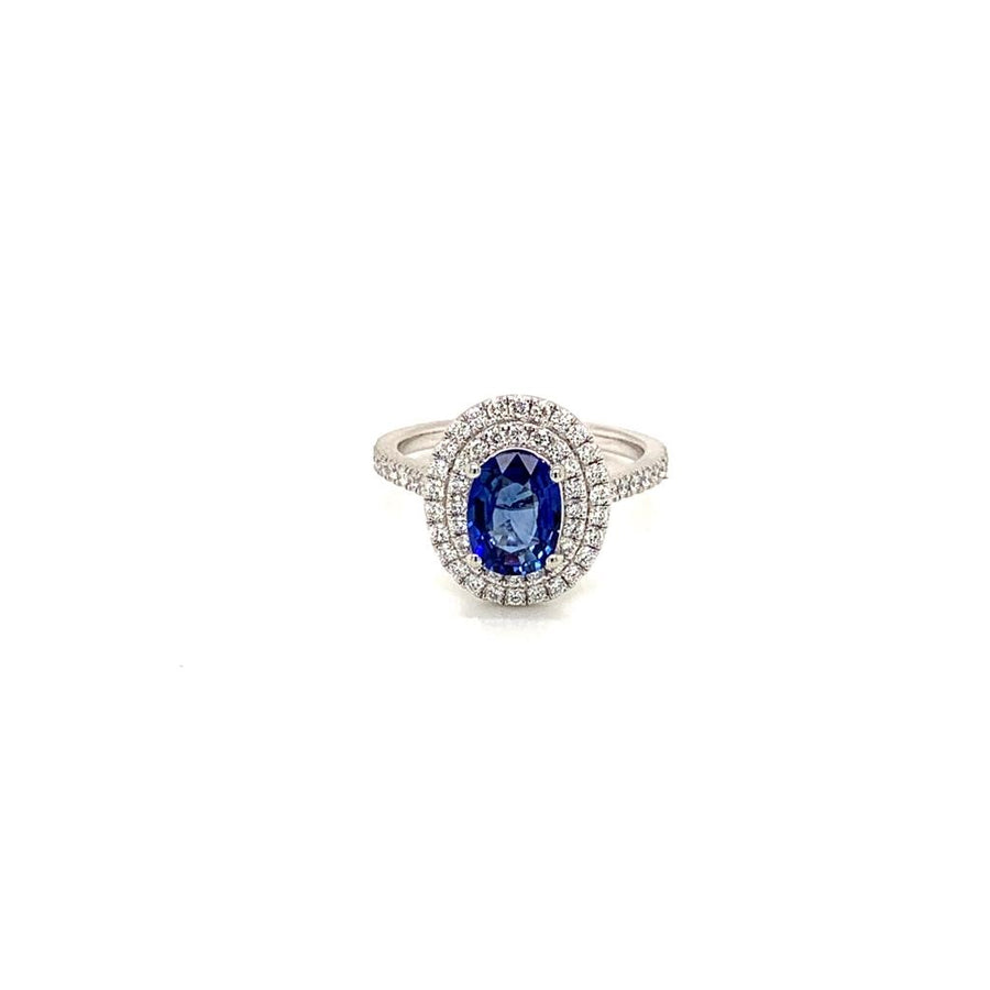 sapphire & Diamond platinum cluster ring