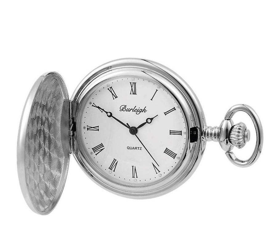 Burleigh Albert Quartz Pocket Watch - Silver
