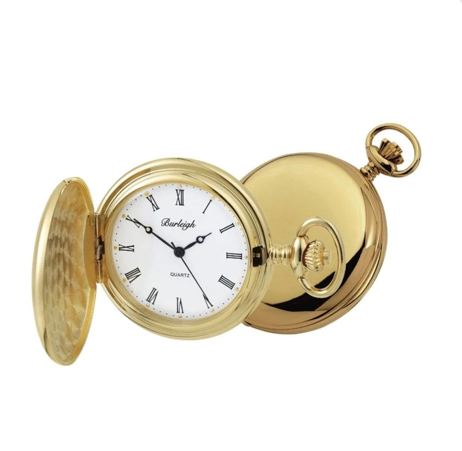 Gold Plated half hunter Pocket Watch complete with Stand