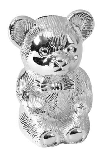 Silver plate teddy bear money box