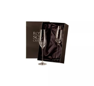 Diamante - 2 Crystal Champagne Flutes
