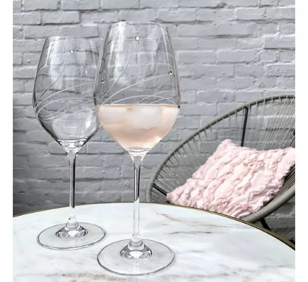 Diamante - 2 Large Wine Glasses
