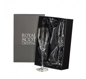 Skye - 2 Champagne Flutes 250mm (Presentation Boxed) | Royal Scot Crystal (new taller shape)